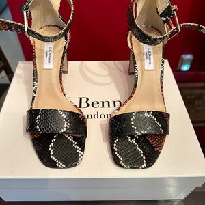 L.K. Bennett -Nora Heeled Sandals Snake Effect